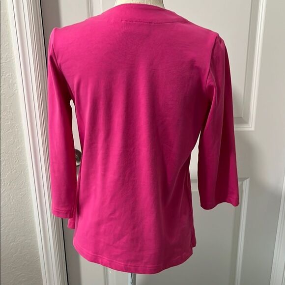 Quacker Factory Fuchsia Sweater Set  with Beaded Trim Runs Big - Picture 6 of 8